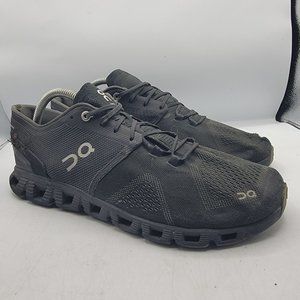 On Cloud X Mens 10 Running Shoes Black Asphalt Athletic Lace Up Breathable